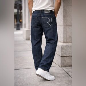 Rocawear Y2K Original Fit Jeans Mens 38x34 Dark Wash Streetwear Hip Hop Denim